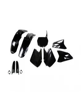 Kit plastice complet UFO cu protecții telescoape Suzuki RM 125/250 (2001-2022) - Negru
