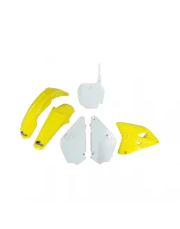 Kit complet plastice UFO SUZUKI RM 85 '00-'21 RESTYLING culoare OEM '00-'15 I '18-'20 (Alb/Galben) (SU405KE999)