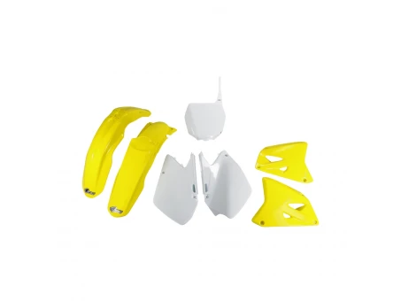 Kit complet plastice UFO SUZUKI RM 125 / 250 06-17 culoare OEM (Alb/Galben) (SU406E999) | SUKIT406999