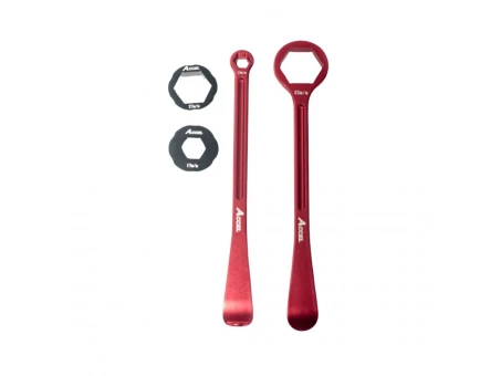 Set schimbare anvelope cheie si levier aluminiu forjat 10,13,17,27,32 MM culoare rosu | TL05RD
