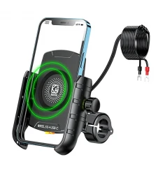 Suport telefon Kewig moto cu incarcare wireless si USB C
