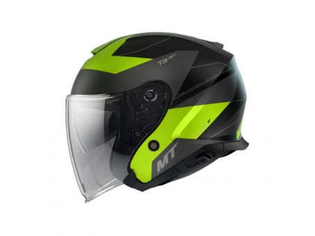 Casca open face MT Thunder III SV Jet Cooper A3 galben fluor mat (ochelari soare integrati)