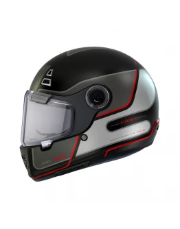 Casca integrala MT Jarama Baux E15 rosu fluor mat - model Retro - Cafe Racer