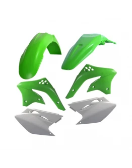 Kit plastice CEMoto model 3 KAWASAKI KX - alb,Verde