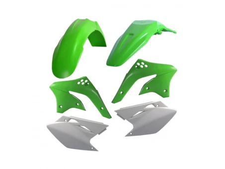 Kit accesorii carena din plastic model 3 KAWASAKI KX - Alb/Verde