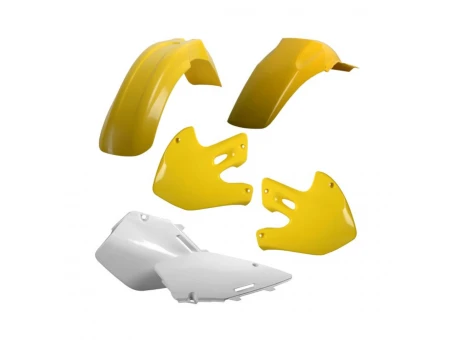 Kit accesorii carena din plastic model 5 SUZUKI RM - Alb/Galben