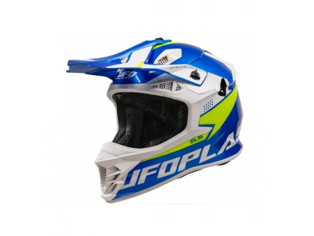 Casca cross-enduro UFO INTREPID - Albastru/Alb/Galben fluor