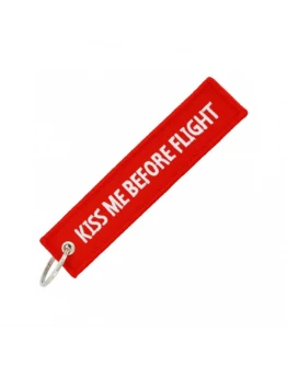Breloc moto textil "Kiss me before flight"