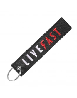 Breloc moto textil "Live Fast"