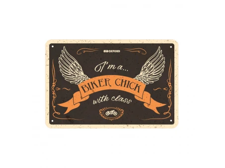 Placa metalica Oxford "Biker chick with class"