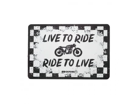 Placa metalica Oxford "Live to ride"