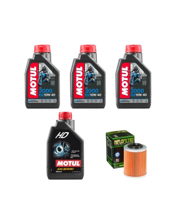 Pachet revizie atv CF MOTO CFORCE, uleiuri MOTUL 3000 10W40, HD 80W90 si filtru HF152