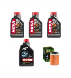 Pachet revizie atv CF MOTO CFORCE, uleiuri MOTUL 7100 10W40, HD 80W90 si filtru HF152