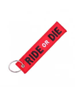 Breloc moto textil "Ride or die", Rosu