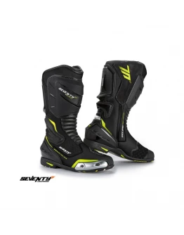 Cizme moto Racing Unisex Seventy model SD-BR1 - Negru,Galben fluor