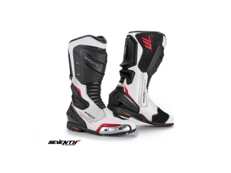 Cizme moto Racing Unisex Seventy model SD-BR1 - Alb/Rosu