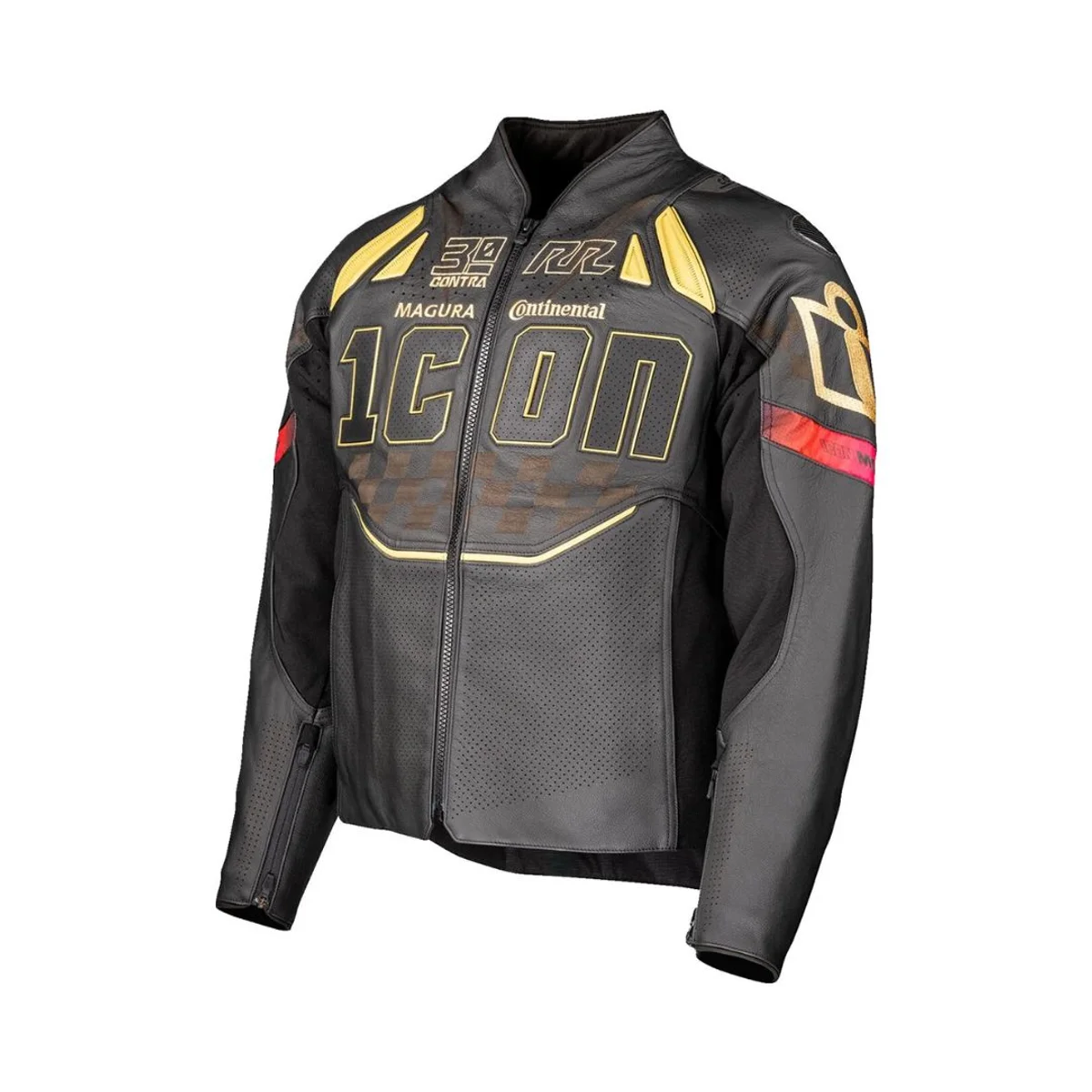 Geacă moto piele ICON Contra3 Rizz Rizz Jacket - Negru/Maro | MotoCorner.ro