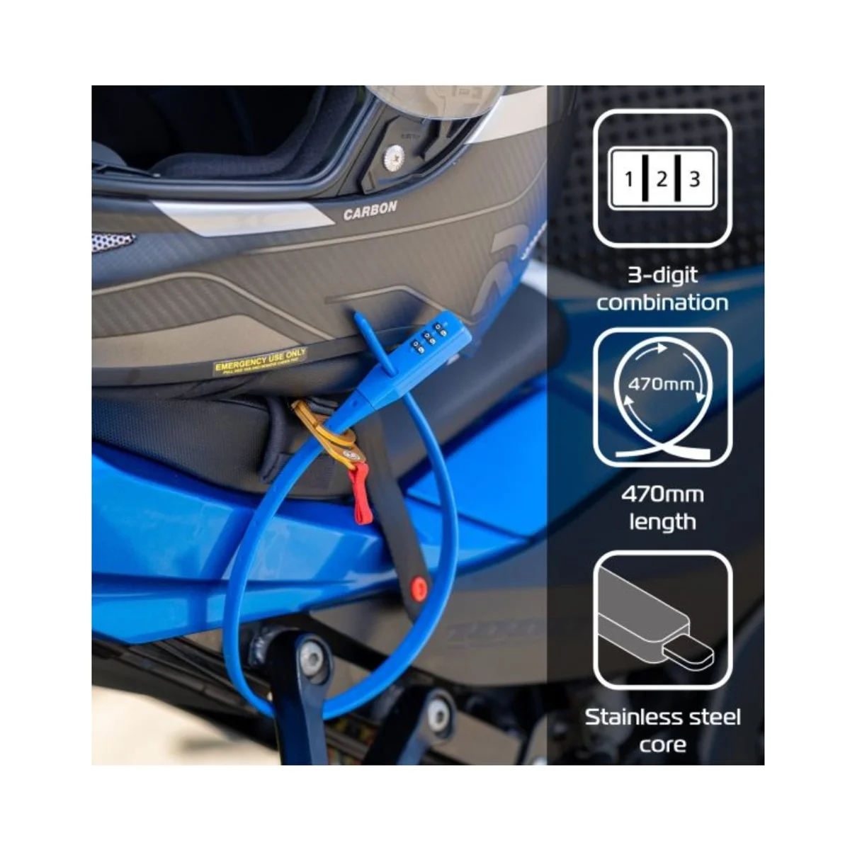 Antifurt tip colier Oxford Combi Zip Lock – Albastru | MotoCorner.ro