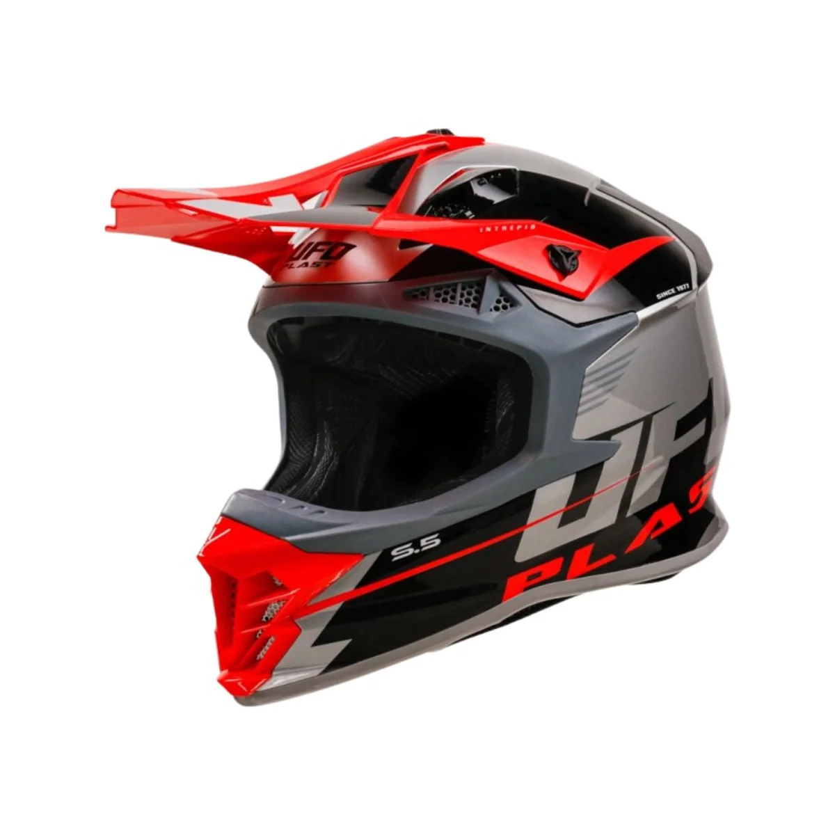 Casca cross-enduro UFO INTREPID - Negru,Argintiu,Rosu | MotoCorner.ro